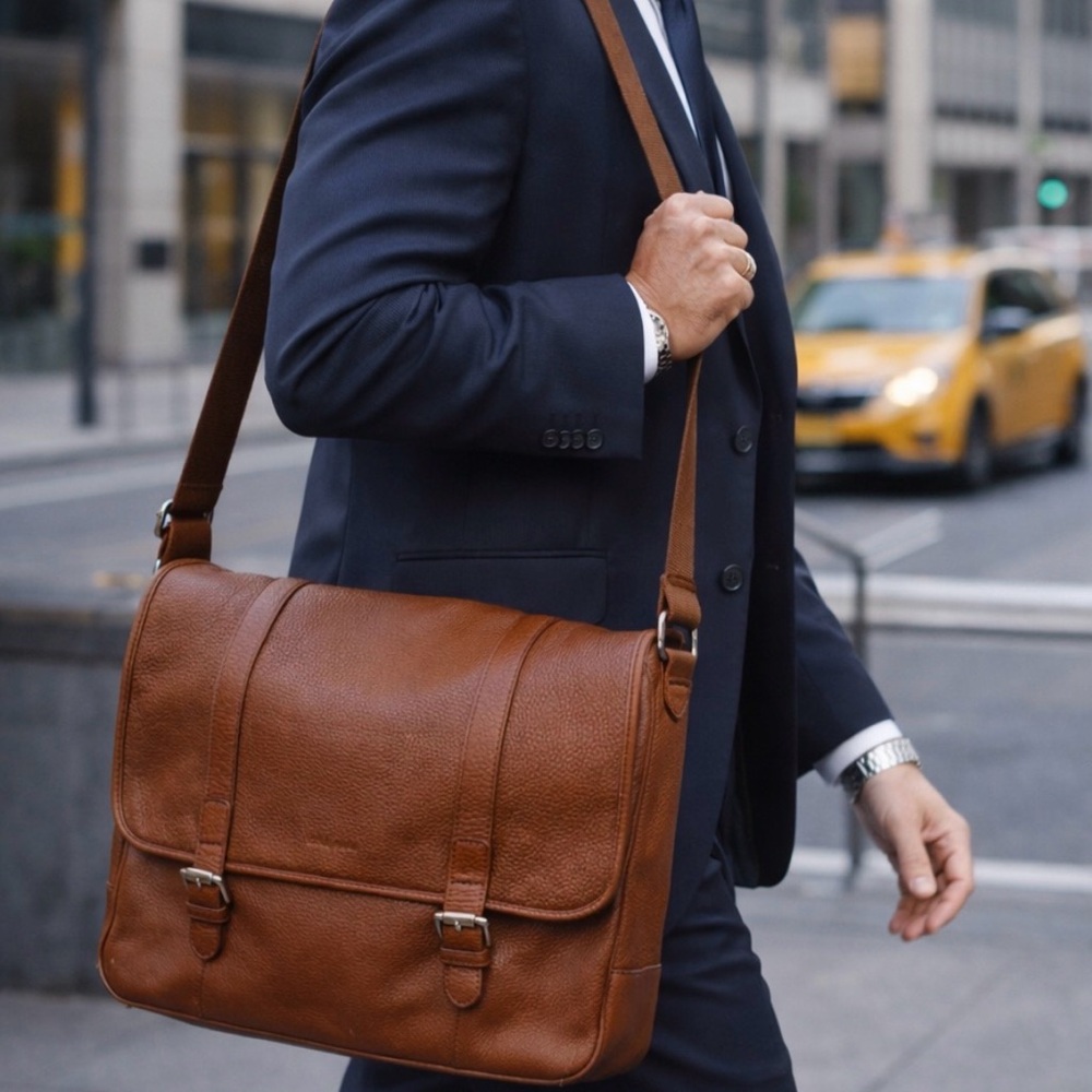 Cole Haan Brown Leather Messenger Bag